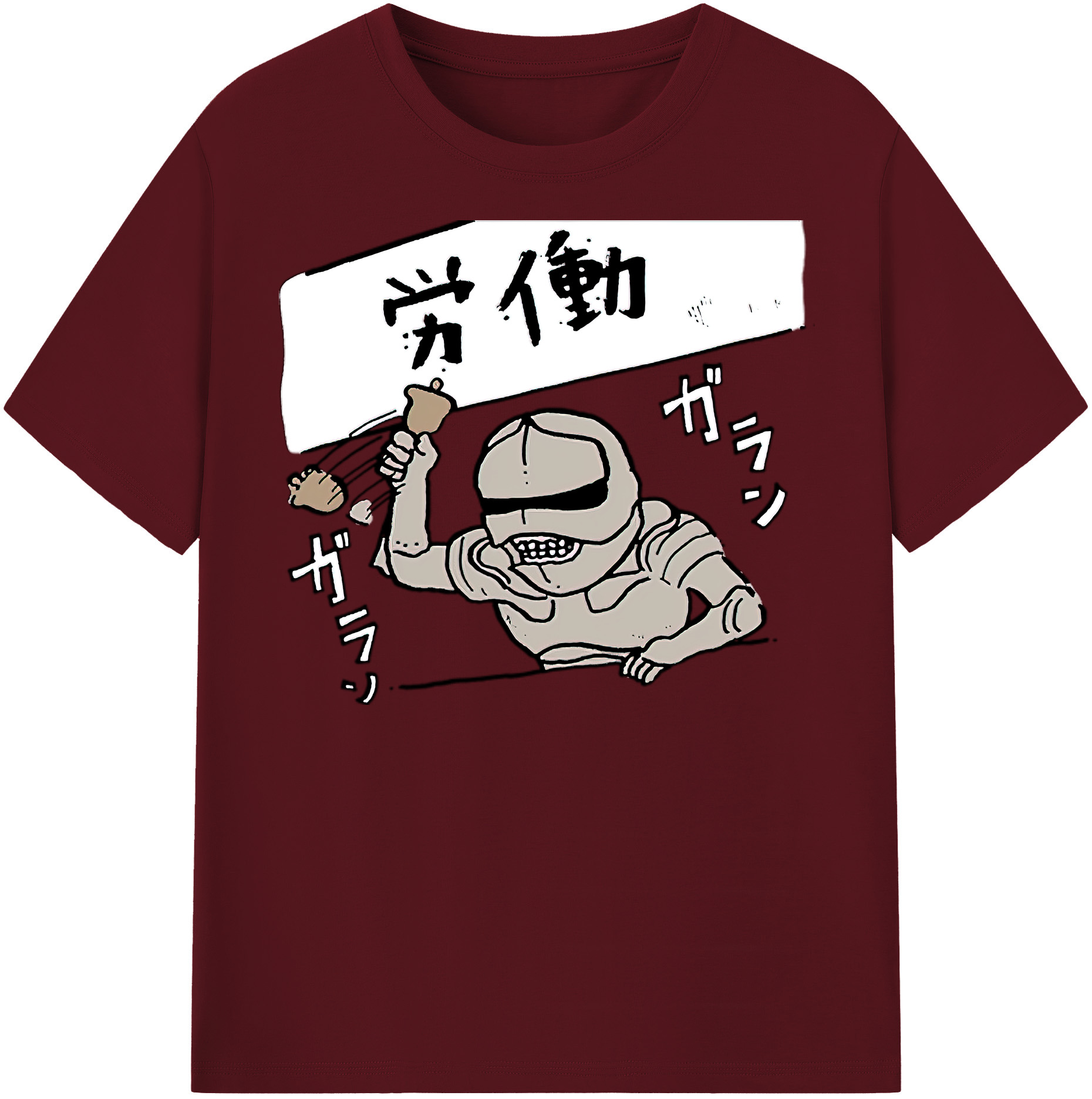 （画像用） ちいかわ 労働の鎧さん Chii-kawa Mr. Armor of Labor 綿100％半袖Tシャツ（フロントプリント）